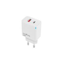 Maxlife MXTC-09-30AC GaN PD QC įkroviklis 1x USB-C 1x USB 30W baltas