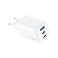 Forever TC-08-65ACC GaN PD QC įkroviklis 2x USB-C 1x USB 65W baltas
