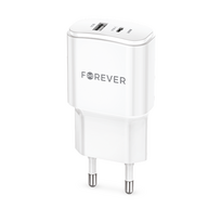 Forever TC-01-20AC PD QC įkroviklis 1x USB-C 1x USB 20W baltas
