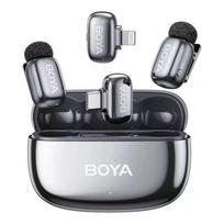 BOYA mikrofonas belaidis Mini 2-01 2.4GHz, AI Powered triukšmo slopinimas su 2 transmitters ir 2 receivers (Type-C ir Lightning) EU, kosminė pilka spalva