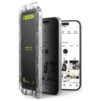 Ringke iPhone 15/ 16 ekrano apsauga Privacy Premium Easy Slide grūdintas stiklas 9H su installation jig (2 vnt.), skaidri spalva