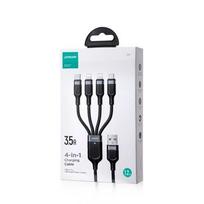 Joyroom 4-in-1 USB - Lightning/ Lightning/ Type-C/ Micro USB laidas Multi-Color Series A18, 3.5A, 1.2m, (S-1T4018A18l), juoda spalva