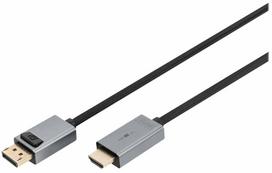 Kabelis Digitus DB-340202-018-S DisplayPort 1.2 Male (vyriška), HDMI 2.0 Male (vyriška), 1.8 m, juoda sp./pilka sp.