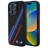 BMW BMHMP16L23SSPK iPhone 16 Pro 6.3" black hard case with Silicone Random Lines and MagSafe compatibility