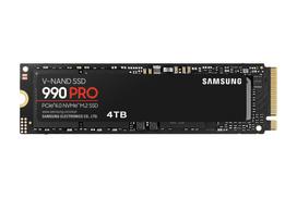 SAMSUNG SSD 990 PRO 4TB M.2 PCIe Gen4 NVMe TLC. Write speed 6900MB/s. Read speed 7450MB/s. 2.3mm. TBW 2400 TB. MTBF 1,500,000 hours. MZ-V9P4T0BW