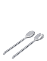 Alessi - Salad Set I 18/10 Stainless Steel, Mirror-Polished Med Matte Handtag - Salotų serviravimo indas - Sidabro