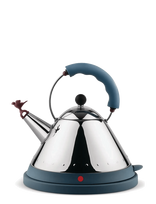 Alessi - Cordless Kettle In 18/10 With Handle/Base In Thermoplastic Resin Lightblue Eu Plug 2000W - Virdulys - Mėlyna