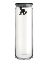 Alessi - Glass Kitchen Jar With Hermetic Thermoplastic Lid, Black - Virtuvės stiklainis - Juoda