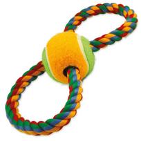 Dog Fantasy Figure Of 8 Rope & Tennis Ball medvilninis žaislas šunims su teniso kamuoliuku, 25 cm