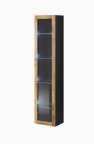 Cama VIGO 180 pakabinama vitrina, 40x30x180cm, 1 durelės, juoda ir Wotan ąžuolo spalvos