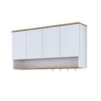 Pakabinama virtuvės spintelė Kalune Design JE198, balta sp./riešuto sp., 120 cm x 27.5 cm x 61.8 cm