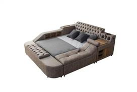 Lova dvigulė Kalune Design Dorwell Smart, 200 x 200 cm, ruda sp., su čiužiniu, su grotelėmis