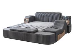 Lova dvigulė Kalune Design Sunshine Smart, 200 x 200 cm, antracito sp., su čiužiniu, su grotelėmis