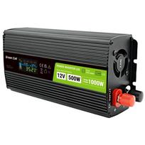 Green Cell Kvarcinis inverteris LCD 12V 500W/10000W INVGC12P500LCD, 500W, 12V, 230V, 50Hz, 1 USB, 1 AC išėjimas, aktyvus aušinimas