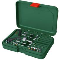 BOSCH 1600A02Z9T T formos rankenos atsuktuvų antgalių rinkinys, 22 vnt., 1/4 colio, 46 Nm, 36 dantų reketas