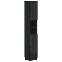 Vonios spintelė su atvira lentyna HOORN Juoda 30 x 31 x 187 cm