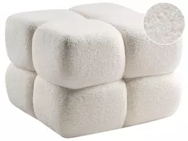 Pufas CALIENTE Boucle, kreminės baltos spalvos