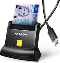 Axagon CRE-SM4NC USB-C Smart card StandReader. Universal desktop USB contact Smart ID card reader with a long USB-C cable.
