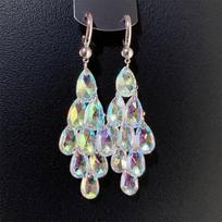 Light Luxury Color Crystal Water Drop Fringed Earrings Fashionable Original Design Fringed Long Earrings Versatile Foreign Gas Earrings black