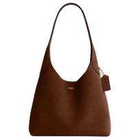 Coach Brooklyn 28 logotipas plokštelė zomšas ir raštuota oda rankinė per petį didelė moteriška rankinė tamsiai ruda CW637-B4WBR Basic Set (Bag+Dust Bag) black