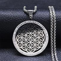 Vintage Flower Of Life Stainless Steel Pendant Necklace Sacred Geometry Unisex Jewelry