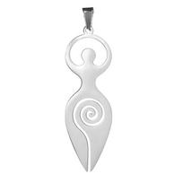 LIKGREAT Hecate Goddess Pendant Necklace Stainless Steel Talisman Wicca Pagan Necklace Spiral Goddess Magic Amulet Jewelry 45cm white