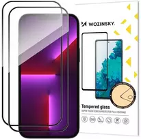 2 vnt. viso ekrano apsauginis stiklas su rėmeliu, pritaikytas dėklui „Wozinsky Full Glue“ Apple iPhone 15 Pro (juodas)