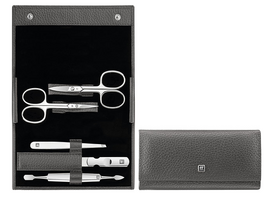 ZWILLING CLASSIC INOX Rinkinys manikiūrui – antracito odinis dėklas, 5 dalys