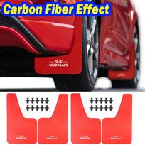 RED Carbon Fiber Effect Universal Splash Guards Mud Flaps Car Mudguards Fender Cover Flares W/Hardware Front Rear 2pcs
