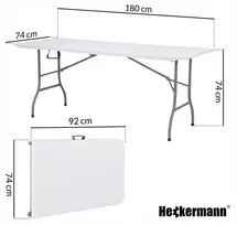 Sulankstomas stalas Heckermann, 180x74x74 cm, baltas