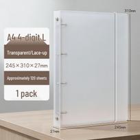 A4 Four-Hole Loose-Leaf Binder with Paper Punch and Transparent Inserts white