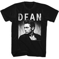 James Dean - Black & White Wall - American Classics - Solid Black Adult Short Sl XS