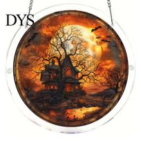 Stained Glass Puzzle Round Acrylic Suncatcher Puzzle, UV Printed Window Hanging Decor Educational Game 7.48 Inch DIY Craft Light Catcher Ornament for K orange
