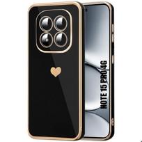 Case for Xiaomi Redmi Note 15 Pro 4G, Silicone Heart Pattern Shockproof Anti-Scratch Flexible - Black