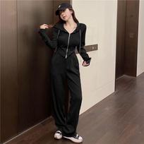 Women's 2026 Spring/Autumn Fashionable Casual Two-Piece Set: Wide-Leg Pants & High-Waist Slimming Hoodie XXL juoda