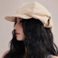 New Japanese Cotton Hemp Beret Hat For Women Spring Summer Solid Color Octagonal Newsboy Hat Artist Painter Soft Brim Peaked Cap One Size smėlis