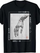 Cyberpunk Robot Hand Graphic T- Shirt Futuristic Gamer Tech Streetwear Tee 3XL gray