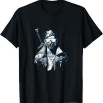 Cyberpunk Warrior with Sword & Mask - Cool Sci-Fi Guy T-Shirt S juoda