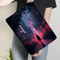 Cyberpunk Cityscape Metal Signs City Skyline Poster Metal Vintage Posters Custom Tinplate Sign for Wall Art Decoration Wand Deko 7.9x11.8In(20x30cm) blue