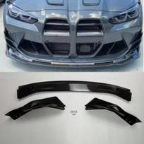 Gloss Black Carbon Fiber Front Lip for BMW M3/M4 G80 G82 - V Style Three-Piece Body Kit V Style Three-Stage Front Lip (Gloss Black)