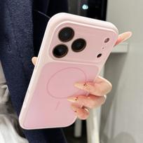 Liquid Soft Silicone Magnetic Case for iPhone 17 16 15 14 13 Pro Max For Magsafe Glossy Camera Glass AG Matte Acrylic Back Cover iPhone 15 white