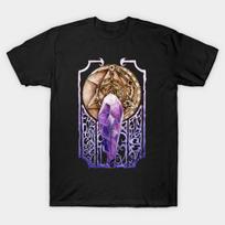 Men Black Print T-shirt Dark Nouveau No-Cut Heat Transfer Print Cotton Tshirt M