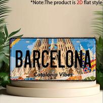 Barcelona Sagrada Familia Catalonia Vibes Aluminum Tin Sign Wall Art Decor for Garage Bar Man Cave D Flat Printing Metal Poster 15x30cm(5.9x7.8inch)