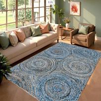 Hand Braided Chindi Circle Area Rug for Living Room Bohemian Colorful Cotton Decorative Floor Carpet for Boho Home Decor 40X60CM