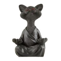 Yousheng Medituojanti Katė Figūrėlė Derva Zen Katės Skulptūra Sėdi Meditacijoje Katės Ornamentas Jogai Svetainei Miegamajam Biurui Dovana Katės Mėgėjui juoda