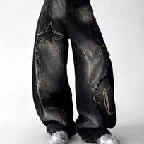 VIONA Grunge Y2K Streetwear Vintage Blue Baggy Stacked Cargo Jeans Pants for Women Clothing Wide Leg New Rock Lady Denim Trousers S