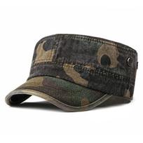 Camouflage Baseball Cap Flat Top Casual Cadet Cap Vintage Trucker Hats Camouflage Green gray