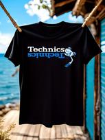 Dj Technics Scratch Black New Tshirt - Casual Crew Neck T... L blue