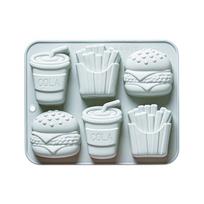 6-Hole Burger French Fries Cola Silicone Mold Fondant Candy Chocolate Mould Soap Jelly Epoxy Resin Mold Cake Decorating Tools mėlyna