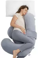 Nėštumo Pagalvė - Momcozy PP007 F-formos Parama Su Nuimamu Užvalkalu Pilka